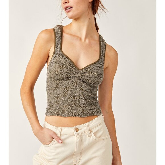 NWOT Free People Olive Camisole Top - Picture 1 of 7